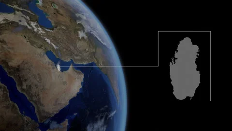 COMP-Outlined-Map-Qatar Stock Footage 276410010
