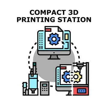 Compact 3d printing station concept vector illustration Stock Illustration