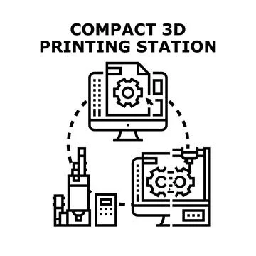 Compact 3d printing station concept vector illustration Stockillustratie