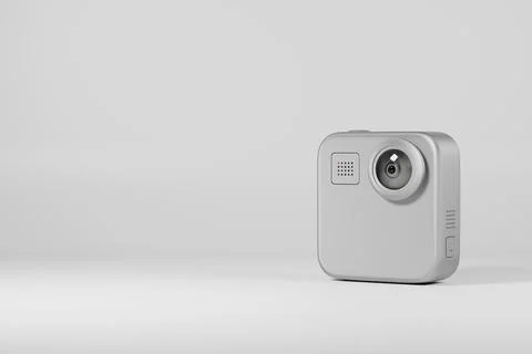Compact action camera on gray background with copy space Stock Illustration