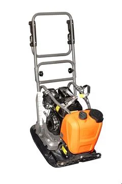 Compact and powerful plate compactor designed for landscaping and construct.. Stock Photos