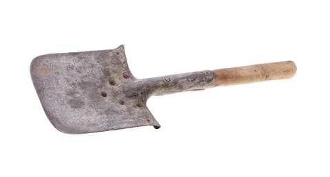 Compact army spade, isolate on white background Stock Photos