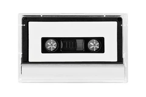 Compact audio cassette label package isolated. Blank view compact audio casse Foto stock