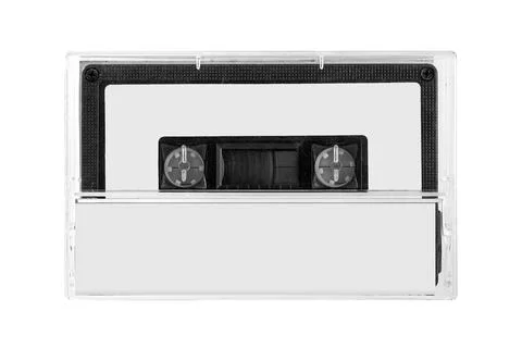 Compact audio cassette label package isolated. Blank view compact audio casse Foto stock