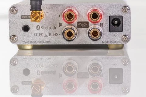 Compact Audio Interface Back Panel With Bluetooth, Speaker Out, RCA Connect.. Stock Photos