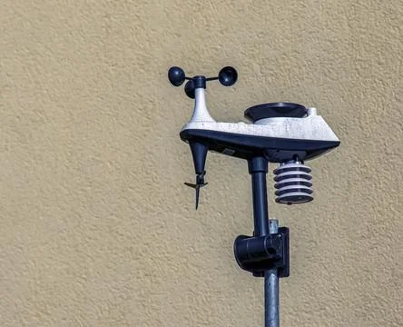 Compact Automatic Weather Station with Anemometer and Environmental Sensors Stock Photos