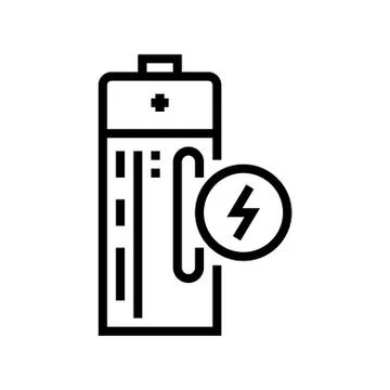 Compact battery line icon vector black illustration Stock Illustration