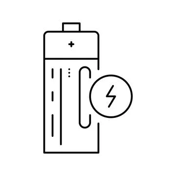 Compact battery line icon vector black illustration Illustrazione stock