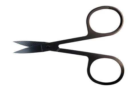Compact black precision scissors for sewing, crafting, textile cutting tool Stock Photos