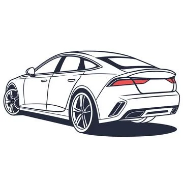 Compact Blue Car Flat Icon Design Stock Illustration