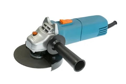 Compact blue grinder on the white background Stock Photos