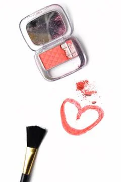 Compact blush with brush isolated on white background Stock-Fotos