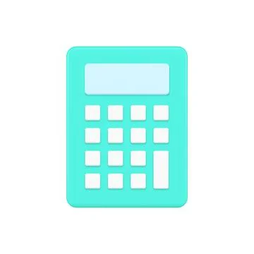 Compact calculator 3d icon. Digital green gadget with white buttons Stock Illustration