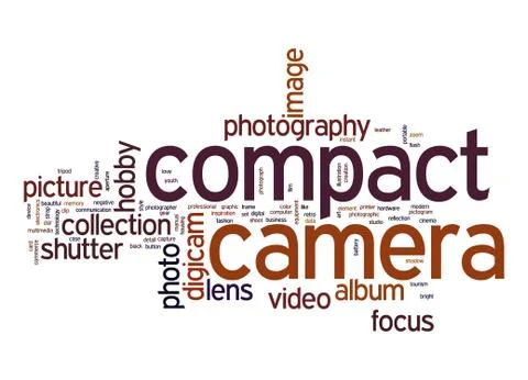 Compact camera word cloud Stock Illustration