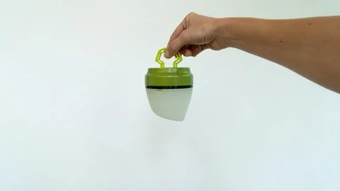 Compact camping lantern, hanging lantern in a tent Stock Photos