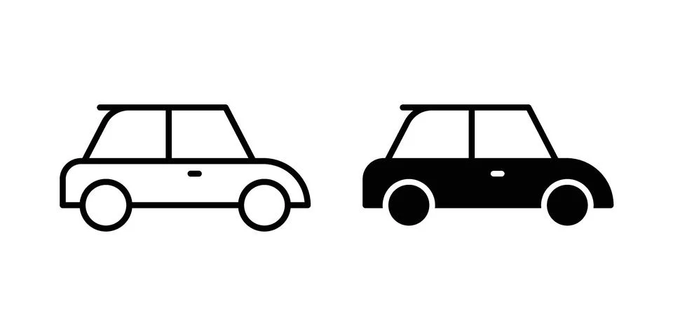 Compact car icon linear versions pack on white background イラスト素材