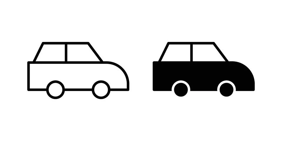 Compact car icon set modern line and solid style collection. イラスト素材
