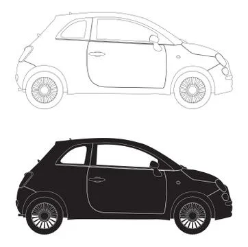 Compact Car Outlines Stock Illustration