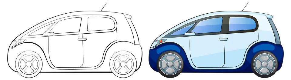 Compact Car Vector Illustration Progression Illustrazione stock