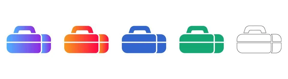 Compact Carrying Case Icon Set 库存插图
