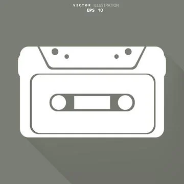 Compact Cassette icon, flat design, hipster style Ilustración de archivo