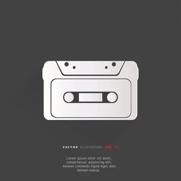 Compact Cassette icon, flat design, hipster style Ilustración de archivo
