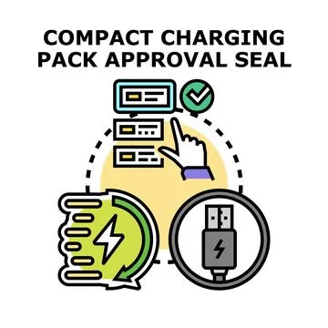 Compact charging pack approval product certification Stock Illustration