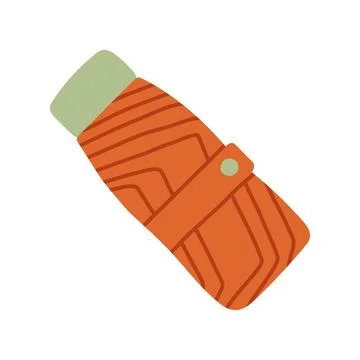 Compact closed orange folded umbrella vector isolated on white. Ideal for Stock Illustration