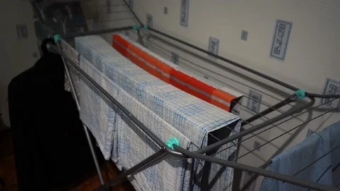 Compact clothes dryer fully stocked Stock Footage 197028910