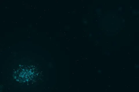 A compact cluster of sparkling connected nodes rests in the lower corner of.. Stock Illustration
