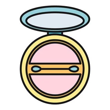Compact cosmetic case showing open mirror and applicator Stock Illustration