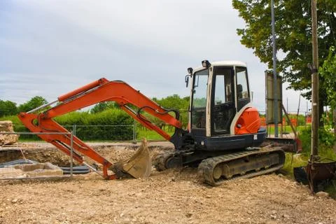 Compact Crawler Excavator Stock Photos