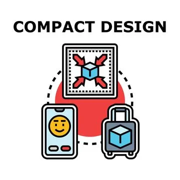 Compact design concept with mobile device and luggage Stock Illustration