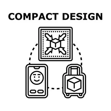Compact design concept with mobile device and luggage Stock Illustration