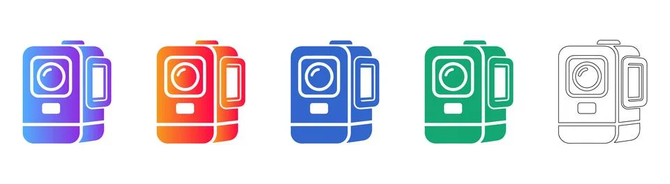 Compact Digital Camera Vector Icon Set Stock Illustration