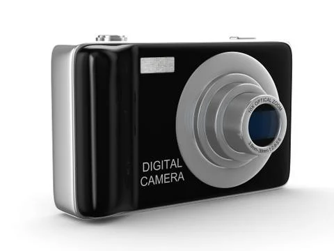 Compact digital camera on white. Isolated 3D image Illustrazione stock