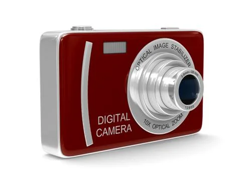 Compact digital camera on white. Isolated 3D image Illustrazione stock