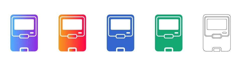 Compact Digital Device Icons: Modern Gradient &amp; Outline Set Stock-Illustration