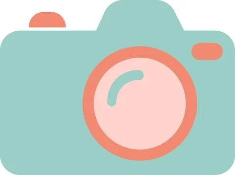 Compact digital photo camera flat pastel icon Stock Illustration