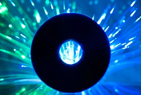 Compact disc and multicolored blue lights Stock Illustration
