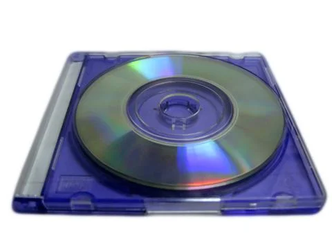 Compact disc in the blue clear case Stock Photos