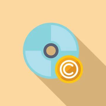 Compact disc copyright icon flat vector. Electronic protection Stock Illustration