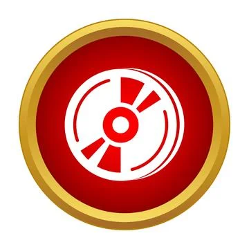 Compact disc data storage icon in red circle Stock Illustration