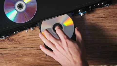 Compact Disc is Ejected From the DVD player Video stock 264139409