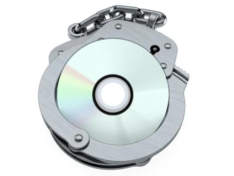 Compact disc with handcuffs Illustrazione stock