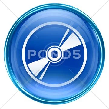 Compact disc icon blue, isolated on white background Stock Illustration