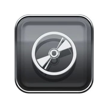 Compact Disc icon glossy grey, isolated on white background Illustrazione stock
