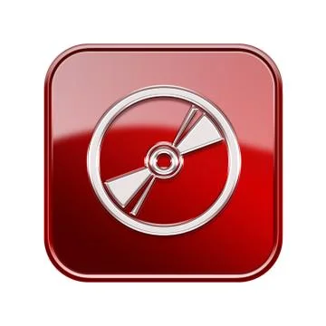 Compact disc icon glossy red, isolated on white background Stockillustratie