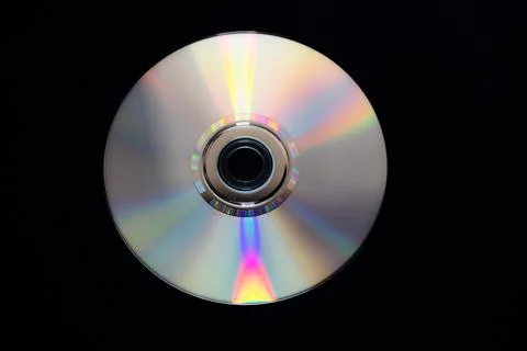 Compact Disc  isolated  on black background Foto stock