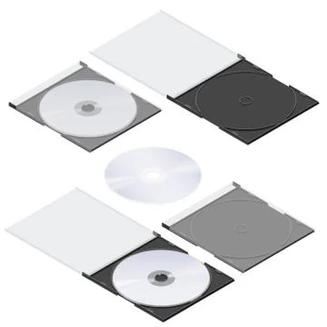 Compact disc isometric detailed set Stock Illustration